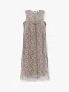 Fendi Sm Dress Black White Lace Flowers In Beige