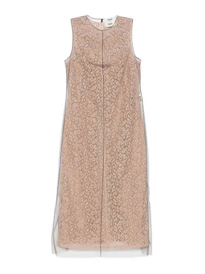 FENDI VESTIDO MIDI - MARRÓN