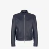 Fendi Logo Zipper Leather Jacket