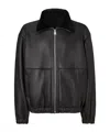 Fendi Men Black Shearling Jacket With Dropped Shoulders And Ff Patch On The Rear In Leather Man In Black