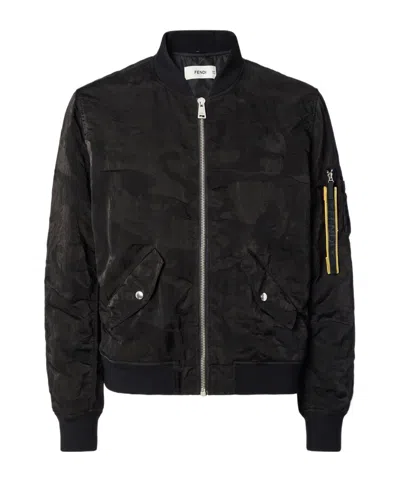 Fendi Blouson Black Nylon Bomber Jacket