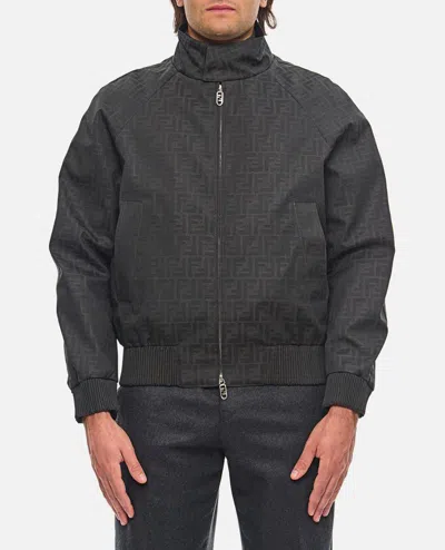 Fendi Blouson Coated Canvas Logo In Brown