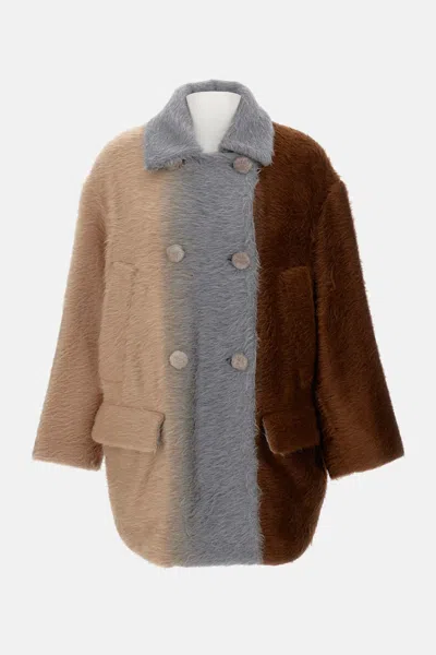 FENDI BLOUSON FURRY STRIPED COAT