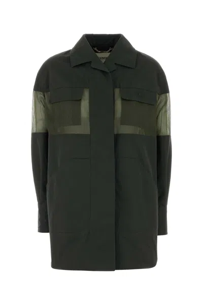 Fendi Logo Embroidered Safari Jacket In Green