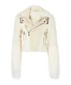 Fendi Blouson Ivory Patchwork Shearling Biker Jacket In Neutral