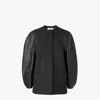 Fendi Gray Wool And Leather Jacket In Black