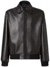 Fendi Pointed-collar Leather Jacket In Black
