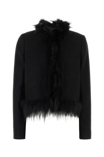 Fendi Bouclé Coat In Black
