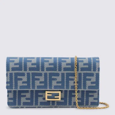 Fendi Blue And Light Blue Wallet On Chain Cotton Mini Bag