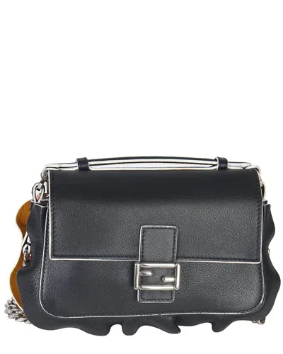 Fendi Blue & Pink Leather Wave Double Micro Baguette (authentic Pre-loved) In Black