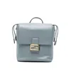 Fendi Leather Backpack Adjustable Straps Drawstring Top Handle In Blue