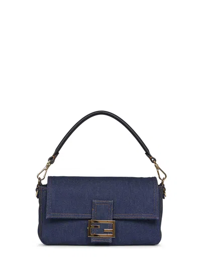 Fendi Blue Baguette Reversible Shoulder Bag
