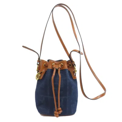 Pre-owned Fendi Blue Brown Denim Shoulder Bag ()