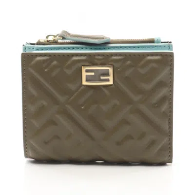 Pre-owned Fendi Blue Brown Leather Wallet (bi-fold) () In Multi