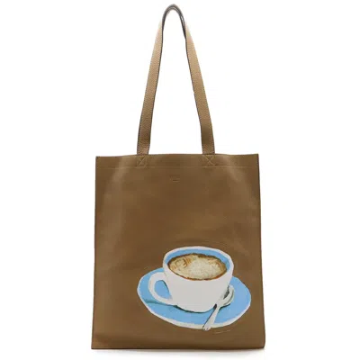 Pre-owned Fendi Blue Brown White Leather Shoulder Bag Tote Bag ()