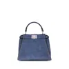 Fendi Blue Calf Leather Bos Taurus Shoulder Bag In Blue