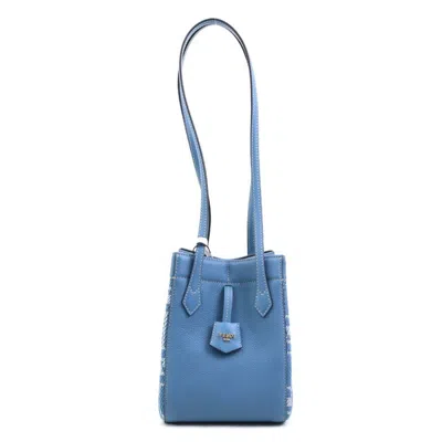 Pre-owned Fendi Blue Canvas Leather Shoulder Bag ()
