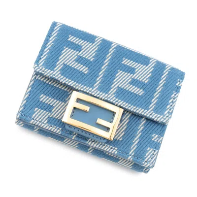 Pre-owned Fendi Blue Canvas Wallet (tri-fold) ()