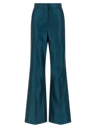 Fendi Satin Pleated Trousers Featuring Pockets In Blue