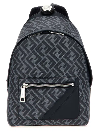 Fendi Blue Chiodo Diagonal Small Backpack