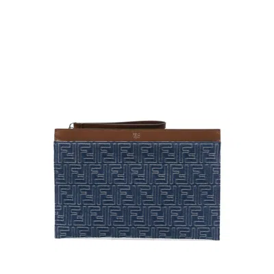 FENDI FENDI BLUE CLUTCH BAGS MEN
