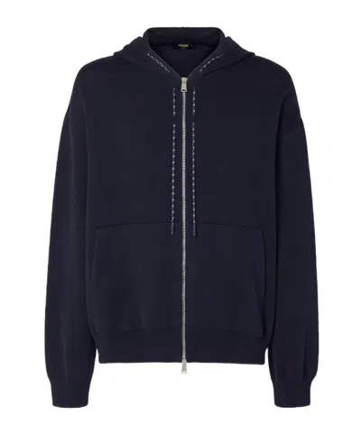 Fendi Blue Cotton And Cashmere Sweatshirt