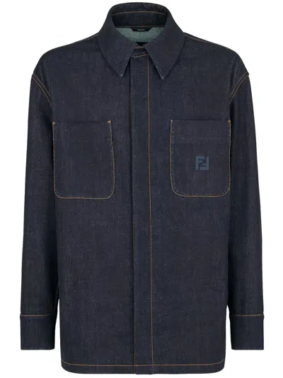 Fendi Blue Cotton Denim Jacket Selleria
