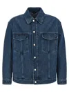 Fendi Logo-patch Denim Jacket In Blue