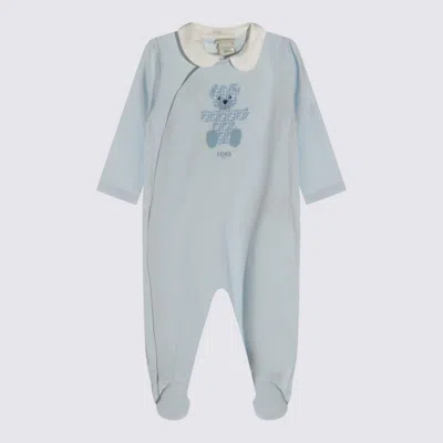 Fendi Babies' Blue Cotton Jumpsuit