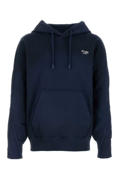 Fendi Blue Cotton Oversize Sweatshirt