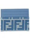 Fendi Blue Denim Cotton Card Holder