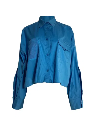 Pre-owned Fendi Blue Cropped Shirt