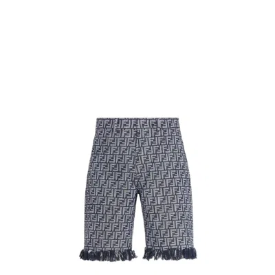 FENDI BLUE DENIM BERMUDA SHORTS FOR MEN