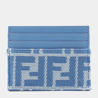 Fendi Blue Denim Cotton Card Holder