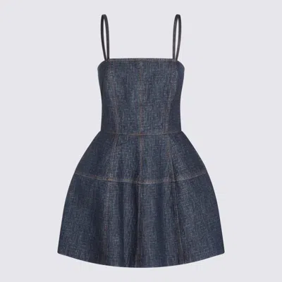 Fendi Ff Motif Denim Mini Dress In Blue