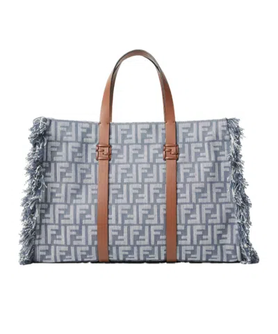 FENDI FENDI SUMMER FF JACQUARD FRINGED TOTE BAG