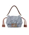 Fendi Minibag Mamma Baguette In Jacquard Ff Denim Effect Blue Women