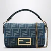 Fendi Blue Denim-effect Ff Jacquard Mini Baguette Bag Women