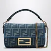 Fendi Blue Denim-effect Ff Jacquard Mini Baguette Bag Women In Blue