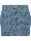 Fendi Women Ff Chambray Mini Skirt In Blue
