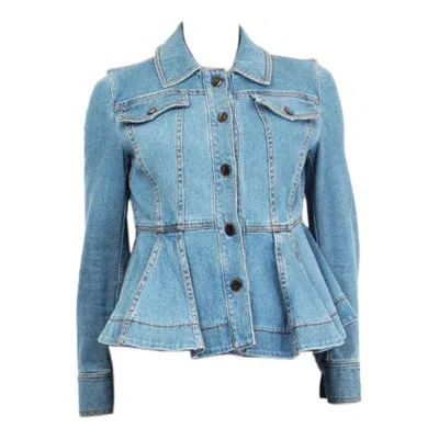 Pre-owned Fendi Blue Denim Peplum Jeans Jacket S