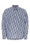 Fendi Navy Linen Ff Chine Shirt For Men In Blue
