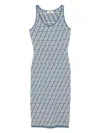 Fendi Ff-jacquard Midi Dress In Blue