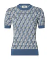 Fendi Ff-jacquard T-shirt In Blue