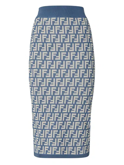 FENDI BLUE FF COTTON SKIRT