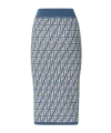 Fendi High-waisted Knit Knee-length Skirt With All-over Pattern In Gray