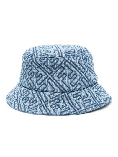 Fendi Blue Ff Embroidered Bucket Hat