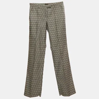 Pre-owned Fendi Blue Ff Jacquard Trousers S