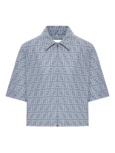 FENDI BLUE FF LOGO JACKET