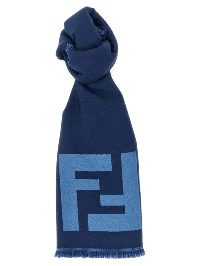 Fendi Blue Ff Logo Scarves